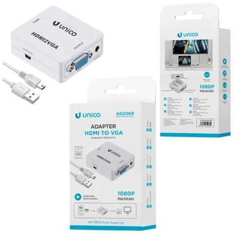 Adattatore Convertitore Da Hdmi A Vga Femmina Audio Video Av 1080p - Foto 1