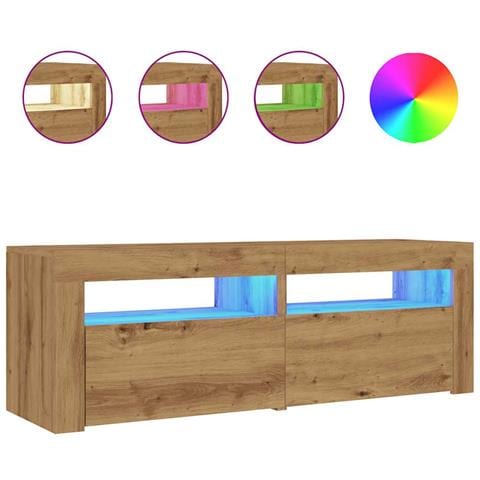Mobile Porta TV con LED Artigianale 120x35x40 cm Multistrato - Foto 1