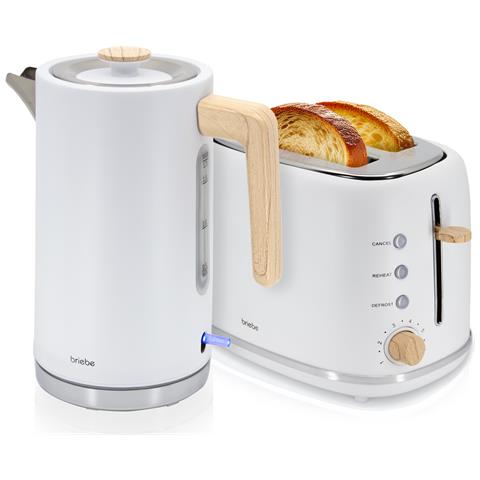 Briebe Skt1167wht Nordic Tostapane A Fessura Larga A 2 Fette+ Bollitore Elettrico 1,7l Senza Bpa 2200w Bianco - Foto 1