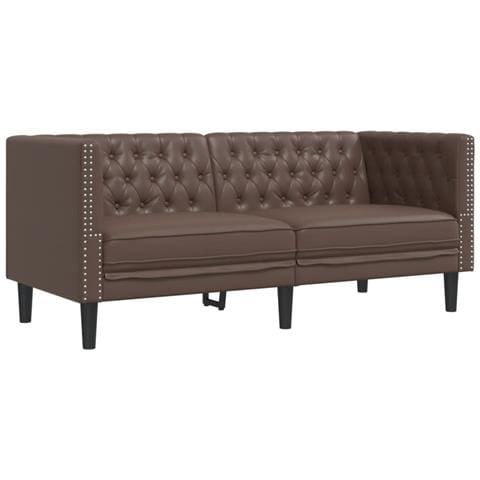 Divano Chesterfield A 2 Posti Marrone In Similpelle - Foto 2