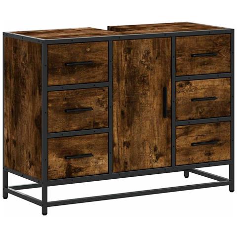 Mobile Lavabo Bagno Rovere Fumo 60x30x60 Cm Legno Multistrato - Foto 2