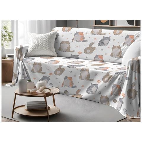 Telo Arredo Granfoulard Copritutto Salvadivano 100% Cotone Dis. Gatti 25 Gi Matrimoniale Gatti 25 - Foto 1
