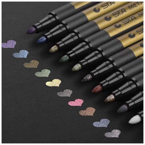 Pennarelli In Colori Metallizzati. 10 Colori Con Punta Da 2mm. - Foto 3