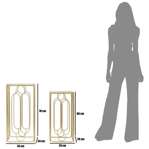 Tavolino Mf558 - Oro - Metallo - 35x35x70 Cm - Foto 7