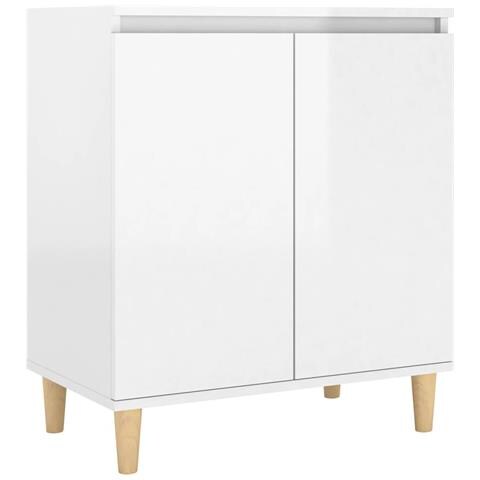 Credenza Gambe Massello Bianco Lucido 60x35x70cm Multistrato - Foto 1