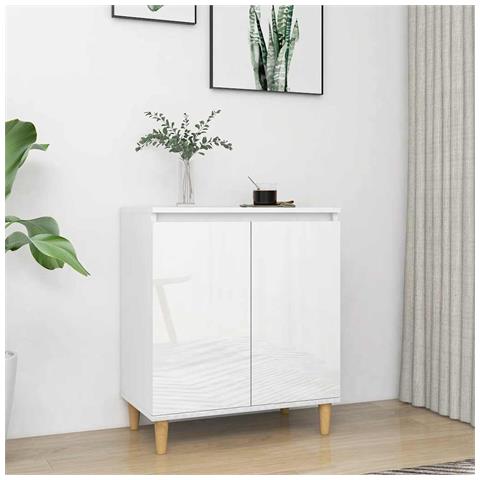 Credenza Gambe Massello Bianco Lucido 60x35x70cm Multistrato - Foto 8