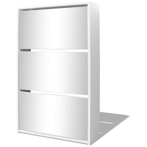 Lusso Casadino -  Scarpiera Con 3 Ripiani E Specchio Bianco 63x17x102,5 Cm - Foto 1