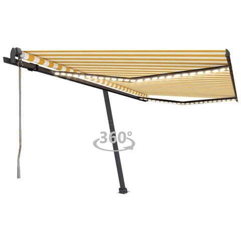 Lusso Casadino -  Tenda Automatica Sensore Vento E Led 450x350 Cm Gialla Bianca - Foto 2