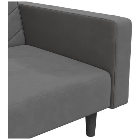 Divano Letto a 2 Posti con 2 Cuscini Grigio Scuro in Velluto - Foto 9