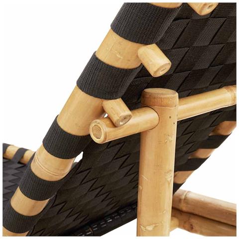 Lettino Prendisole con Fettuccia Intrecciata Nera 55x200x30 cm - Foto 9