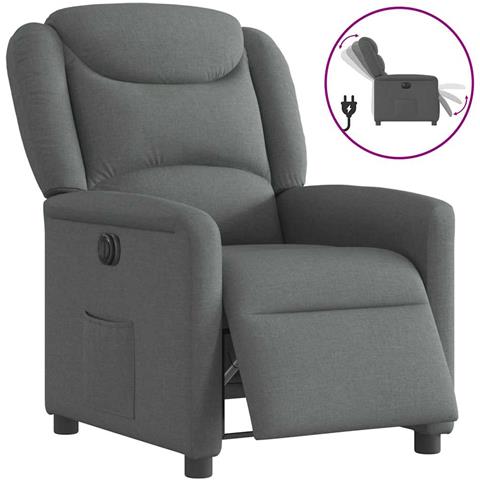 Poltrona Elettrica Reclinabile Grigio Scuro in Tessuto - Foto 1