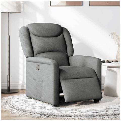 Poltrona Elettrica Reclinabile Grigio Scuro in Tessuto - Foto 2