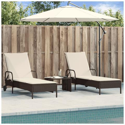 Lettini Prendisole 2 pz con Cuscini Marrone in Polyrattan - Foto 2