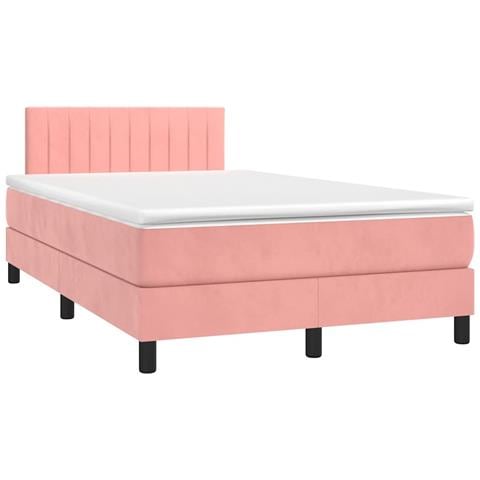 Letto a Molle con Materasso e LED Rosa 120x190 cm in Velluto - Foto 2