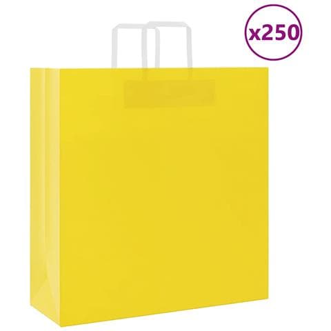 Sacchetti di Carta 250 pz con Manici Gialli 45x17x48 cm - Foto 1