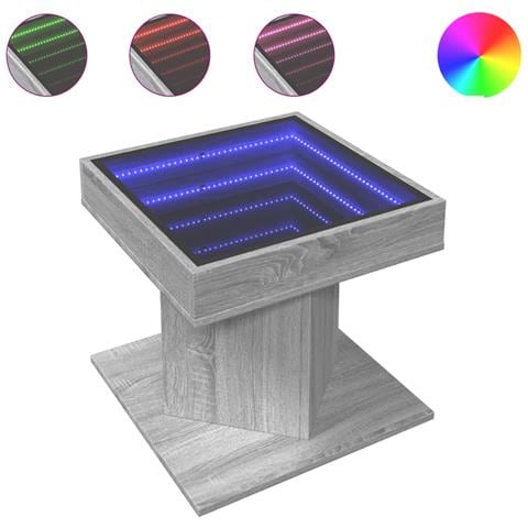 Tavolino Salotto con LED Grigio Sonoma 50x50x45 cm Multistrato - Foto 1