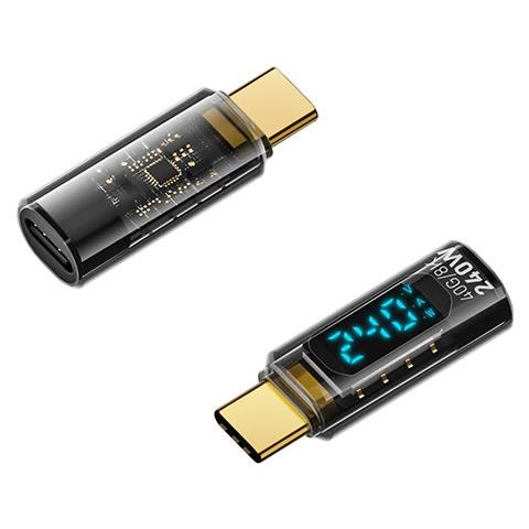 Adattatore Da Usb-c Femmina A Usb-c Maschio 240w Con Display Digitale - Nero (confezione Da 2) - Foto 2