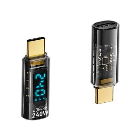 Adattatore Da Usb-c Femmina A Usb-c Maschio 240w Con Display Digitale - Nero (confezione Da 2) - Foto 3