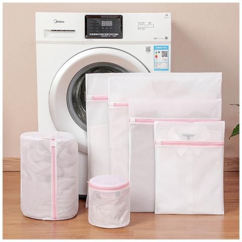 Set Di Sacchetti Per Lavatrice A Rete Fine Da 70g - 6 Pezzi (piccolo, Medio, Grande, Extra Grande, Cilindrico, Sacchetto Per Reggiseno) Pink - Foto 1