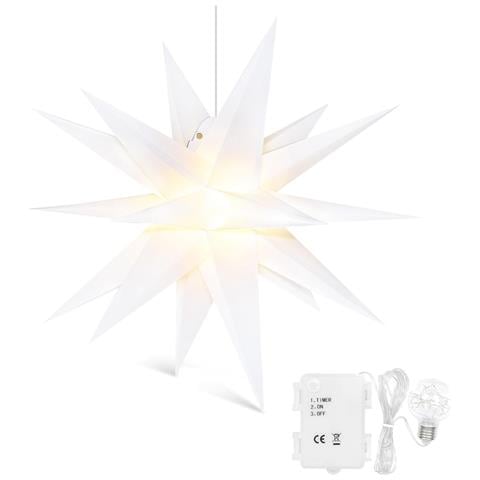 Stella Di Betlemme 3d A Led Puntale Per Albero Di Natale 45x45x35 Cm Bianco - Foto 1