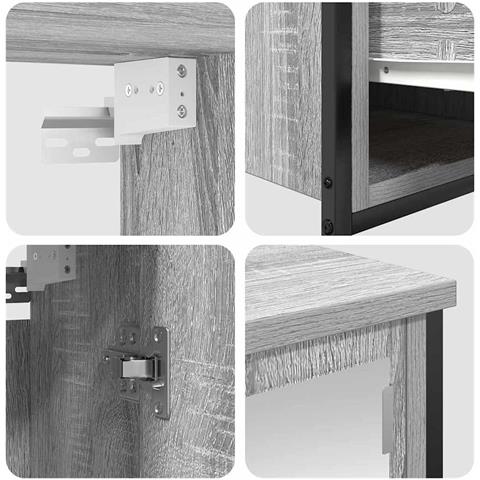 Set di mobili per il bagno con porta 5 pcs Grigio sonoma e Nero - Foto 9