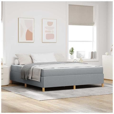 Letto a molle Grigio chiaro e Bianco 180 x 200 cm Tessuto - Foto 2