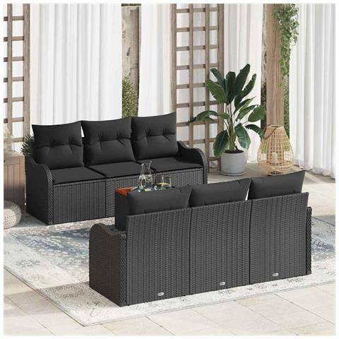 Set Divano da Giardino 7 pcs Nero - Foto 2