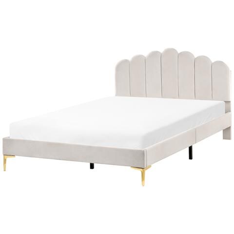 Letto Velluto Sauvian 160 X 200 Cm Bianco Sporco - Foto 2