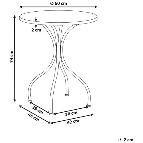 Tavolino Bistrot Aggius 60 Cm 60 Cm Metallo Nero - Foto 8