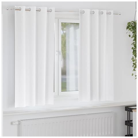Tende con tende 2 pcs Bianco Puro Poliestere - Foto 2