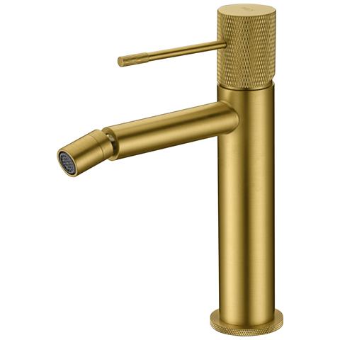 Imex Miscelatore Bidet Monocomando In Ottone Oro Spazzolato Con Cartuccia Ceramica Ø26 Mm E 2 Flessibili 3-8 Inclusi Altezza 200 Mm Canna 130 Mm - Modello Bdd038-2oc - Foto 1