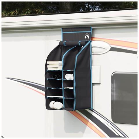 Organizer da tenda appeso 10 tasche Nero 40,5 x 25 x 80 cm - Foto 2