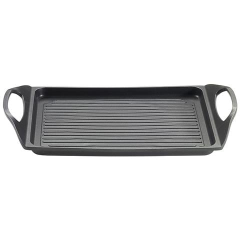 Piastra con grill 45x27 cm PRO - Rivestimento Antiaderente a 3 Strati Senza PFOA - Due manici - Compatibile con Tutti i Piani Cottura, Incluso Induzione - Ideale per Crepes e Piadine - Made in Italy - Foto 2