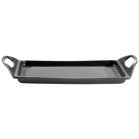 Piastra con grill 45x27 cm PRO - Rivestimento Antiaderente a 3 Strati Senza PFOA - Due manici - Compatibile con Tutti i Piani Cottura, Incluso Induzione - Ideale per Crepes e Piadine - Made in Italy - Foto 1