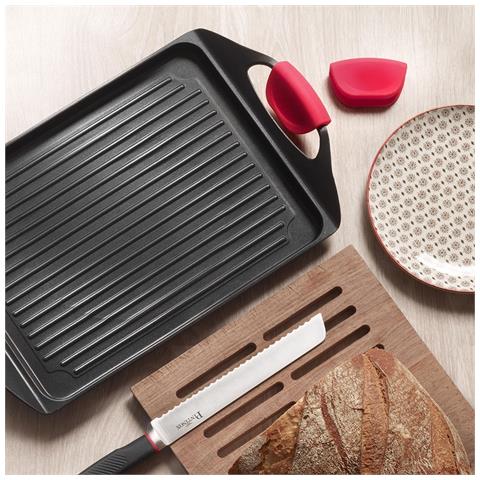 Piastra con grill 45x27 cm PRO - Rivestimento Antiaderente a 3 Strati Senza PFOA - Due manici - Compatibile con Tutti i Piani Cottura, Incluso Induzione - Ideale per Crepes e Piadine - Made in Italy - Foto 3