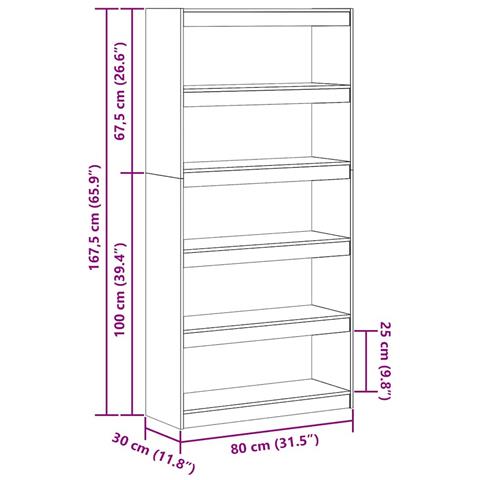 Armadio per Libri Marrone cerato 80 x 30 x 167,5 cm - Foto 9