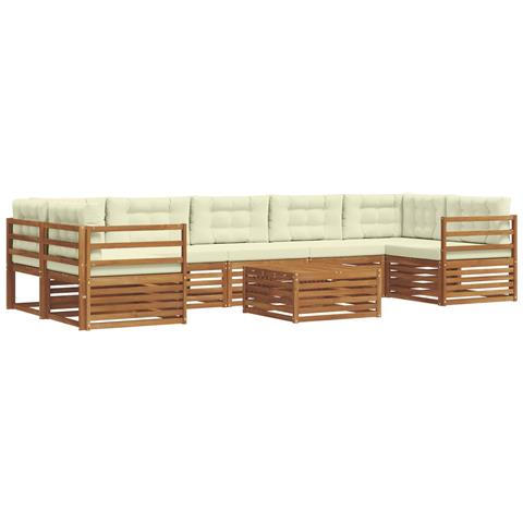 Set di divani da esterno con cuscino 8 pcs Naturale e Crema - Foto 1