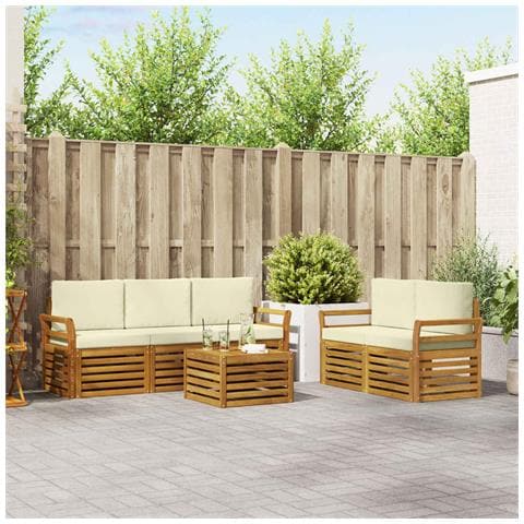 Set divani 6 pcs Naturale e Crema Legno di Acacia Massello - Foto 2