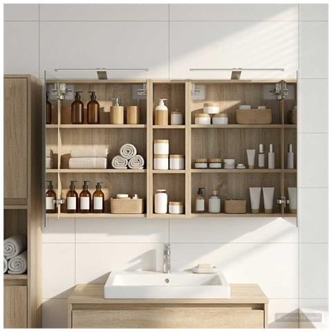 Set di Armadi da Bagno con lo scaffale 3 pcs 120 x 14,5 x 70 cm - Foto 2