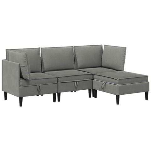 Set di mobili per il soggiorno 4 pcs Grigio scuro Tessuto - Foto 1