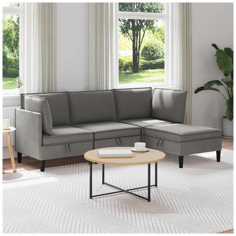 Set di mobili per il soggiorno 4 pcs Grigio scuro Tessuto - Foto 2