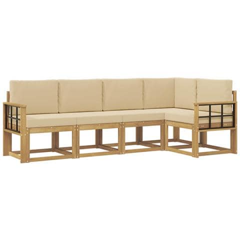 Set di divani da esterno con cuscino 5 pcs Bianco e Beige - Foto 1