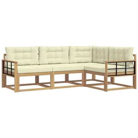 Set di divani da esterno 3 pcs Bianco e Crema Poliestere - Foto 1