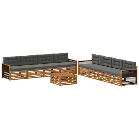 Set di divani da esterno con cuscino 9 pcs Naturale e Antracite - Foto 1