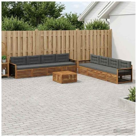Set di divani da esterno con cuscino 9 pcs Naturale e Antracite - Foto 2