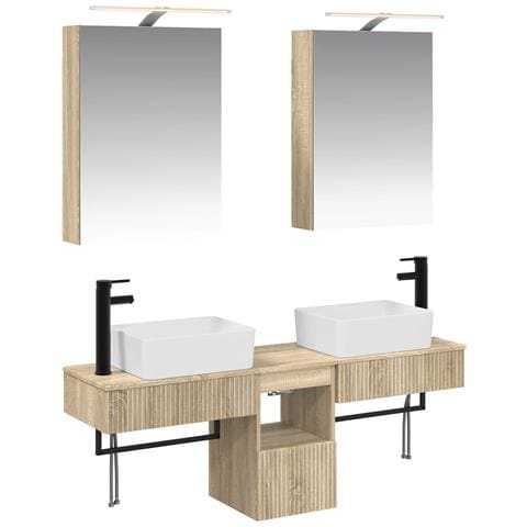 Set di Armadi da Bagno 5 pcs Rovere Sonoma 50 x 14,5 x 70 cm - Foto 1