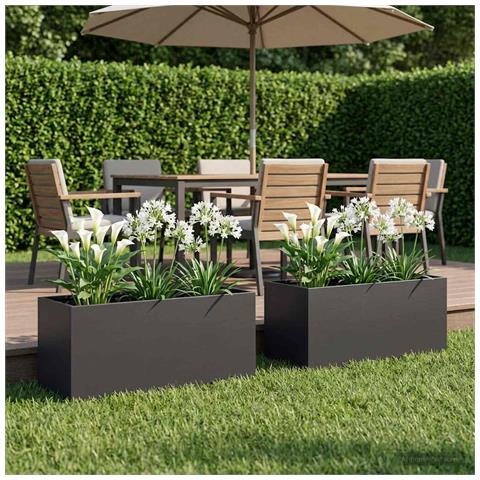 Vaso da giardino 2 pz Nero 100 x 40 x 40 cm - Foto 2