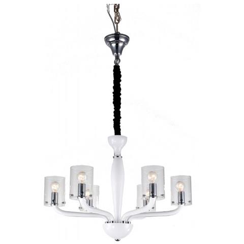 I-AURORA-6 BCO - Lampadario a sospensione bianco con paralumi moderni 40 watt E14 - Foto 2
