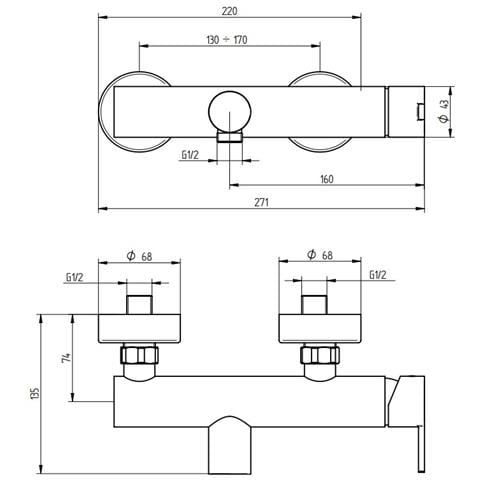 Miscelatore Esterno Doccia, M-due Art. 8909/1l - Cromo 1 Uscita A Magazzino - Foto 1