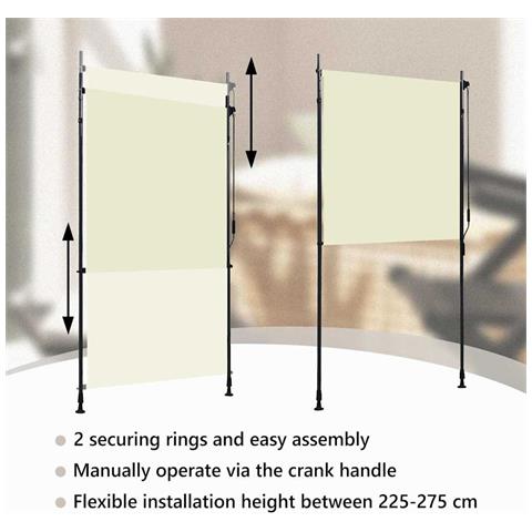 Tenda a Rullo per Esterni 120x270 cm Crema - Foto 2